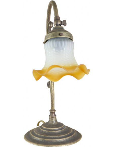 Lampada da tavolo style Liberty in fusione di ottone invecchiato L25XPR15XH36 cm Made in Italy