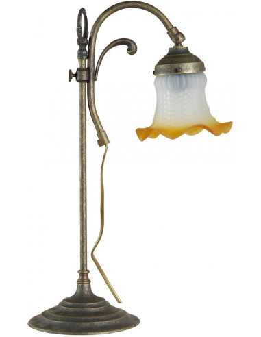 Lampada da tavolo style Liberty in fusione di ottone invecchiato L30XPR15XH43 cm Made in Italy