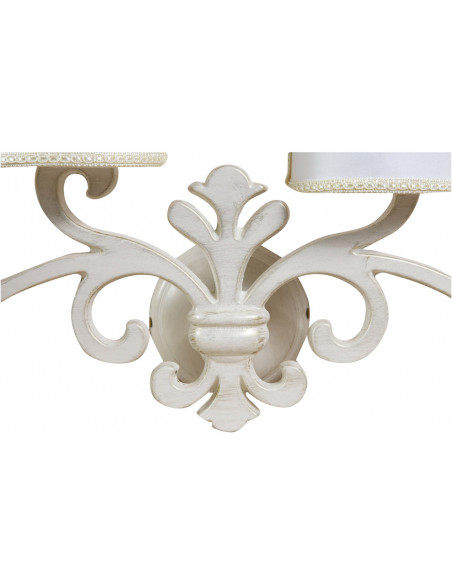 Lampada applique da muro style fiorentino in fusione di ottone patinato in bianco invecchiato L56XPR17XH30 cm Made in Italy