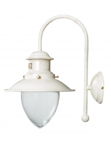 Estilo de lâmpada de parede Vecchia Marina em fusão de latão patinado branco envelhecido L30XPR22XH37 cm Made in Italy
