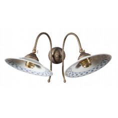 Lampada applique a muro style Country in fusione di ottone invecchiato L42XPR28XH26 cm Made in Italy 2