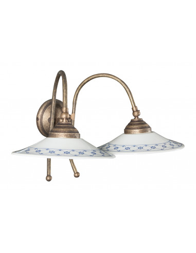 Lampada applique a muro style Country in fusione di ottone invecchiato L42XPR28XH26 cm Made in Italy Lampada applique a muro style Country in fusione di ottone invecchiato L42XPR28XH26 cm Made in Italy