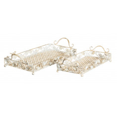Set di due vassoi in ferro L57XPR26XH12 cm + L43XPR19XH10 cm