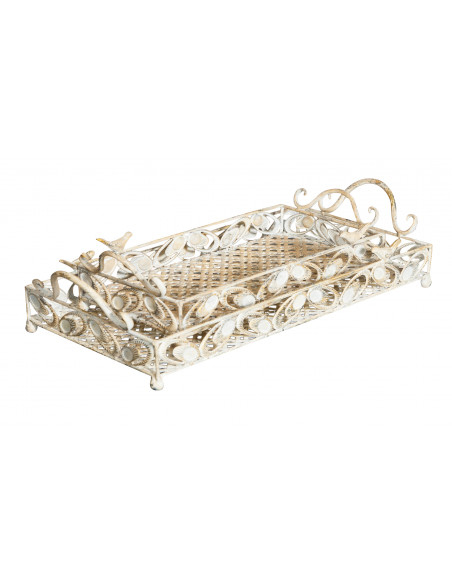 Set di due vassoi in ferro L57XPR26XH12 cm + L43XPR19XH10 cm
