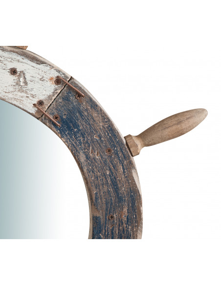 Specchio da parete a forma di timone in legno massello Diam.73XPR4 cm