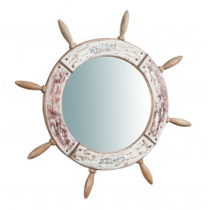 Specchio da parete a forma di timone in legno massello Diam.73XPR3,5 cm