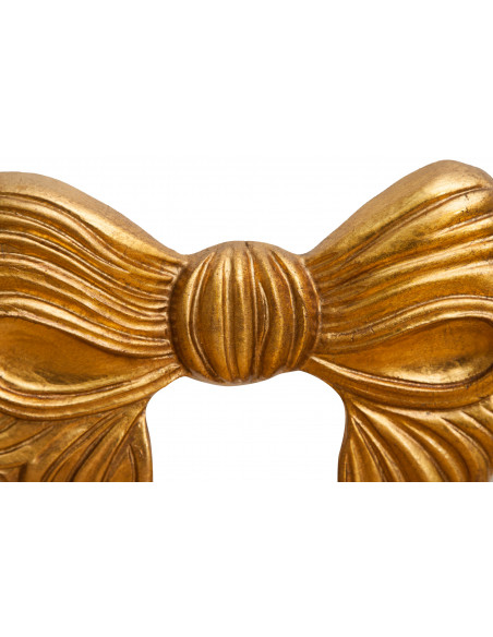 Decoro a forma di fiocco in legno finitura foglia oro anticato made in italy L67XPR7XH38 cm