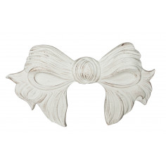 Decoro a forma di fiocco in legno finitura bianco anticato made in italy L87XPR7XH50 cm 2