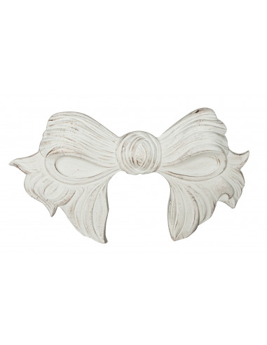 Decoro a forma di fiocco in legno finitura bianco anticato made in italy L87XPR7XH50 cm Decoro a forma di fiocco in legno finitura bianco anticato made in italy L87XPR7XH50 cm