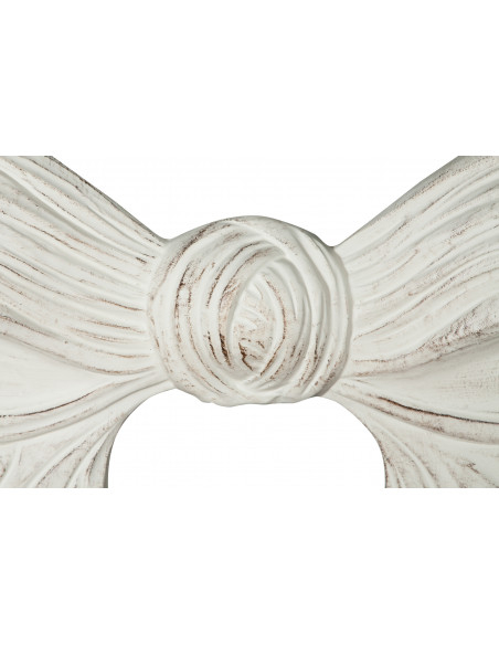 Decoro a forma di fiocco in legno finitura bianco anticato made in italy L87XPR7XH50 cm
