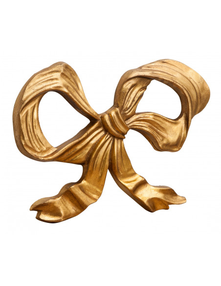 Decoração em forma de laço de madeira com acabamento em folha de ouro antigo fabricado na Itália L56XDP3XH39 cm
