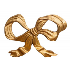 Decoro a forma di fiocco in legno finitura foglia oro anticato made in italy L56XPR3XH39 cm 2