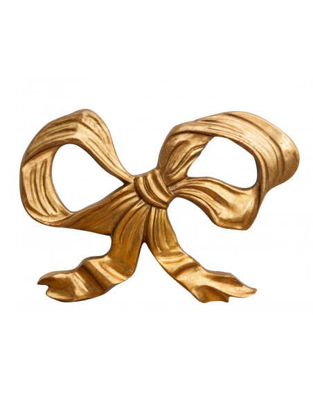 Decoração em forma de laço de madeira com acabamento em folha de ouro antigo fabricado na Itália L56XDP3XH39 cm
