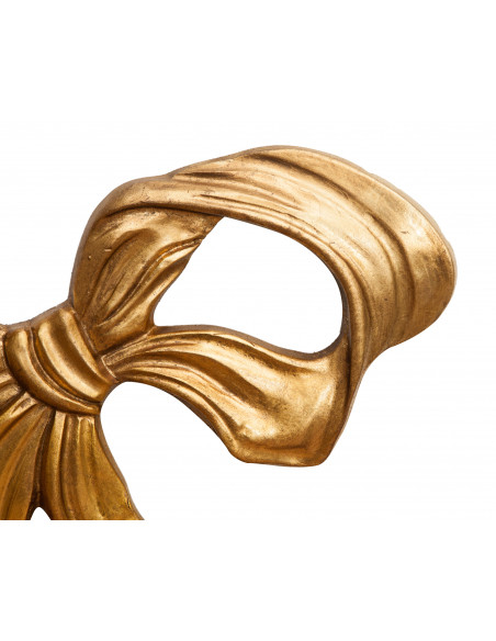Decoração em forma de laço de madeira com acabamento em folha de ouro antigo fabricado na Itália L56XDP3XH39 cm