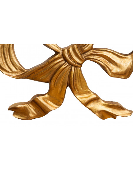 Decoração em forma de laço de madeira com acabamento em folha de ouro antigo fabricado na Itália L56XDP3XH39 cm