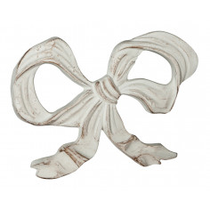 Decoro a forma di fiocco in legno finitura bianco anticato made in italy L56XPR3XH39 cm