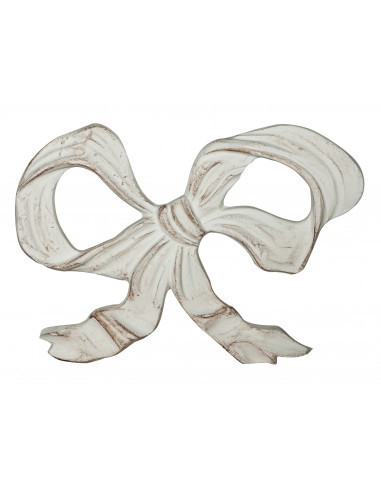 Decoro a forma di fiocco in legno finitura bianco anticato made in italy L56XPR3XH39 cm Decoro a forma di fiocco in legno finitura bianco anticato made in italy L56XPR3XH39 cm