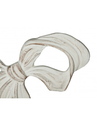 Decoro a forma di fiocco in legno finitura bianco anticato made in italy L56XPR3XH39 cm Decoro a forma di fiocco in legno finitura bianco anticato made in italy L56XPR3XH39 cm