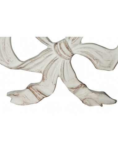 Decoro a forma di fiocco in legno finitura bianco anticato made in italy L56XPR3XH39 cm Decoro a forma di fiocco in legno finitura bianco anticato made in italy L56XPR3XH39 cm
