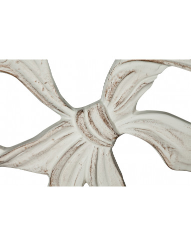 Decoro a forma di fiocco in legno finitura bianco anticato made in italy L56XPR3XH39 cm Decoro a forma di fiocco in legno finitura bianco anticato made in italy L56XPR3XH39 cm