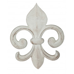 Decoro a forma di giglio in legno finitura bianco anticato made in italy L63XPR7XH51 cm 2