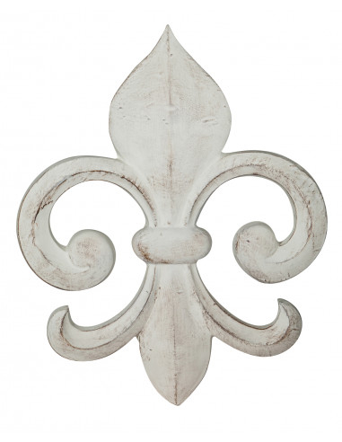 Decoro a forma di giglio in legno finitura bianco anticato made in italy L63XPR7XH51 cm Decoro a forma di giglio in legno finitura bianco anticato made in italy L63XPR7XH51 cm