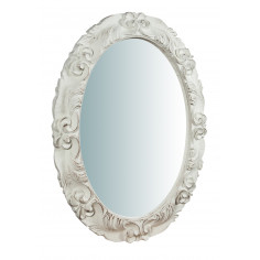 Espelho de parede vertical/horizontal de madeira com acabamento branco antigo fabricado na Itália L66XDP4,5XH88 cm