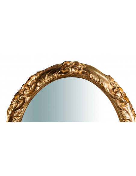 Espelho de parede vertical/horizontal de madeira com acabamento em folha de ouro antigo fabricado na Itália L98XDP7XH78 cm