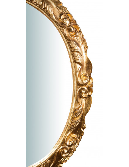 Espelho de parede vertical/horizontal de madeira com acabamento em folha de ouro antigo fabricado na Itália L98XDP7XH78 cm