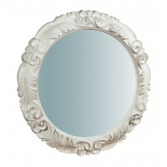 Espelho de parede vertical/horizontal de madeira com acabamento branco antigo fabricado na Itália L66XDP4XH66 cm