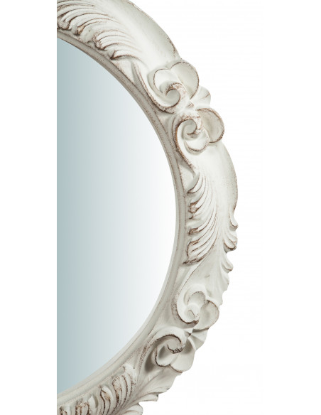 Espelho de parede vertical/horizontal de madeira com acabamento branco antigo fabricado na Itália L66XDP4XH66 cm