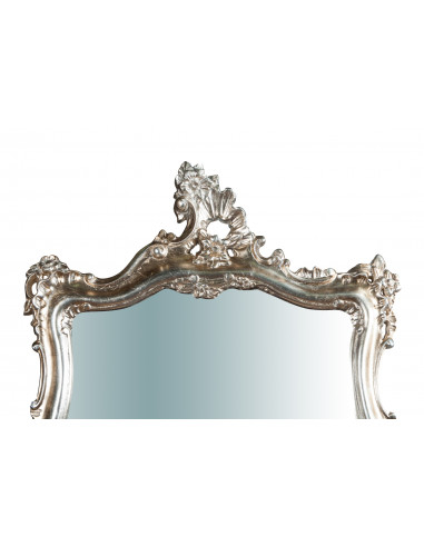 Specchiera da parete in legno finitura foglia argento anticato made in italy L66XPR5,5XH118 cm Specchiera da parete in legno finitura foglia argento anticato made in italy L66XPR5,5XH118 cm