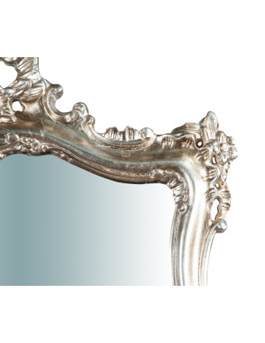 Specchiera da parete in legno finitura foglia argento anticato made in italy L66XPR5,5XH118 cm Specchiera da parete in legno finitura foglia argento anticato made in italy L66XPR5,5XH118 cm