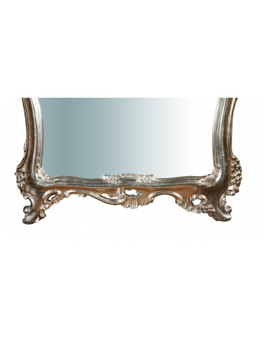 Specchiera da parete in legno finitura foglia argento anticato made in italy L66XPR5,5XH118 cm Specchiera da parete in legno finitura foglia argento anticato made in italy L66XPR5,5XH118 cm