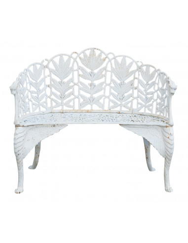 Banco Liberty em ferro fundido com acabamento branco antigo L110xDP60xA90 cm Banco Liberty em ferro fundido com acabamento branco antigo L110xDP60xA90 cm