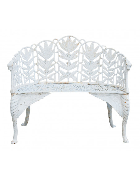 Panchina liberty in fusione di ghisa finitura bianca anticata L110xPR60xH90 cm Panchina liberty in fusione di ghisa finitura bianca anticata L110xPR60xH90 cm