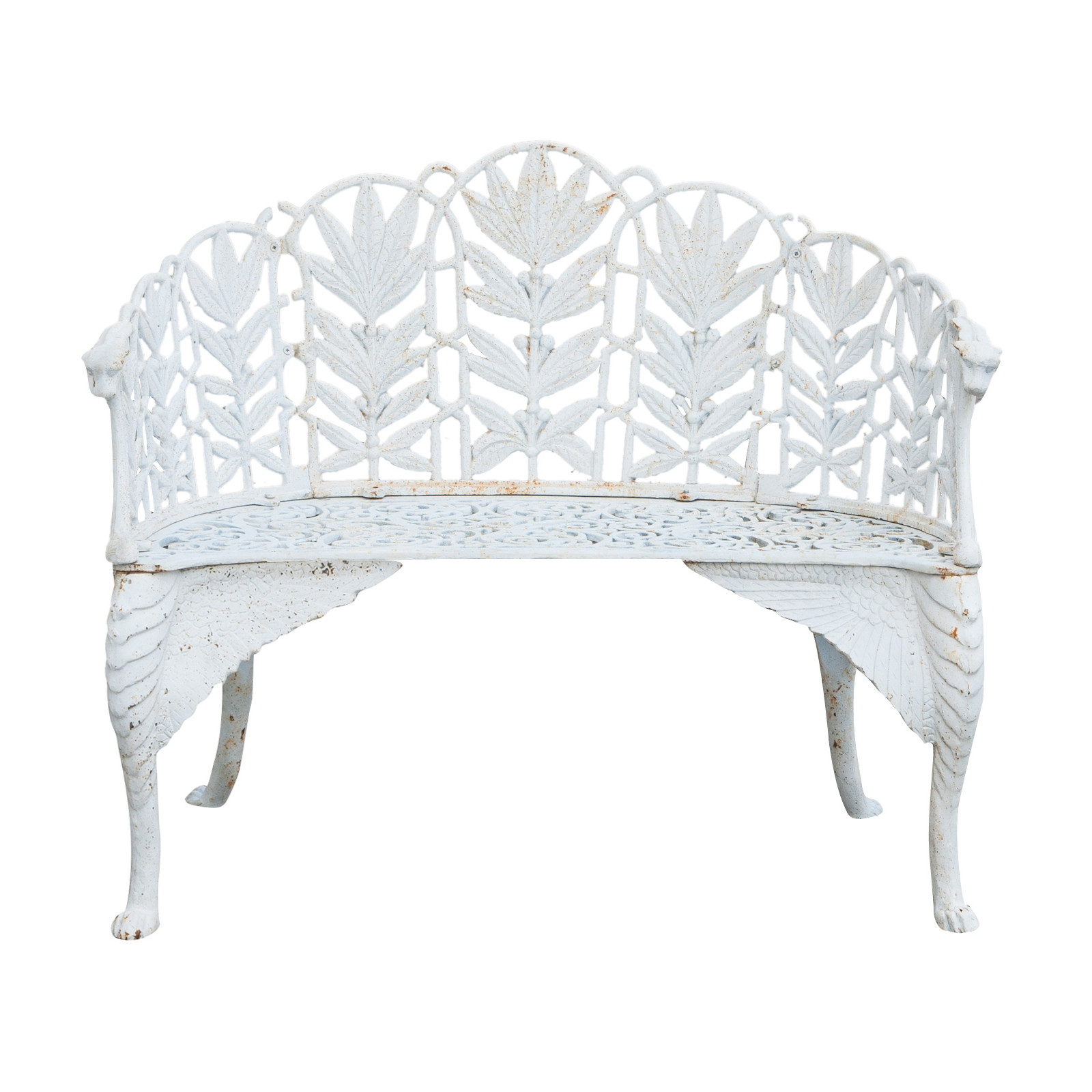 Panchina liberty in fusione di ghisa finitura bianca anticata L110xPR60xH90 cm Panchina liberty in fusione di ghisa finitura bianca anticata L110xPR60xH90 cm