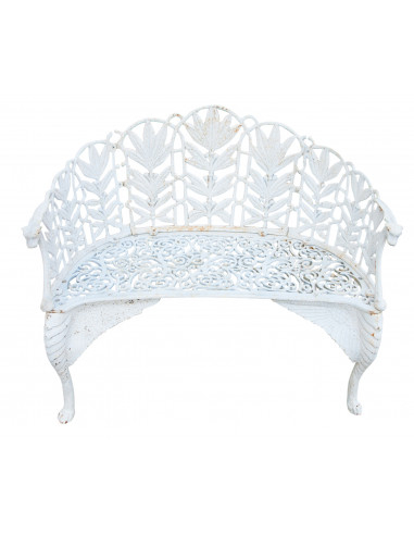 Panchina liberty in fusione di ghisa finitura bianca anticata L110xPR60xH90 cm Panchina liberty in fusione di ghisa finitura bianca anticata L110xPR60xH90 cm