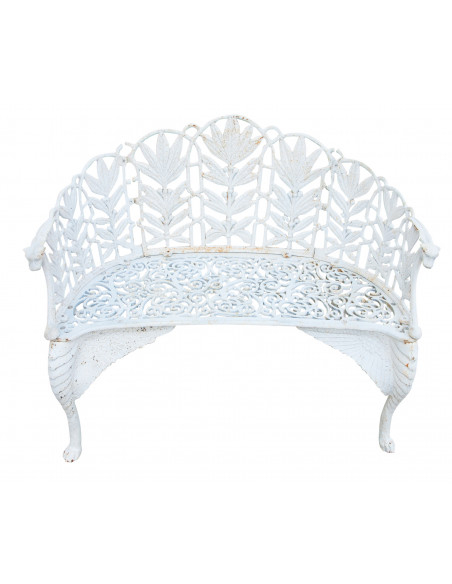 Panchina liberty in fusione di ghisa finitura bianca anticata L110xPR60xH90 cm Panchina liberty in fusione di ghisa finitura bianca anticata L110xPR60xH90 cm