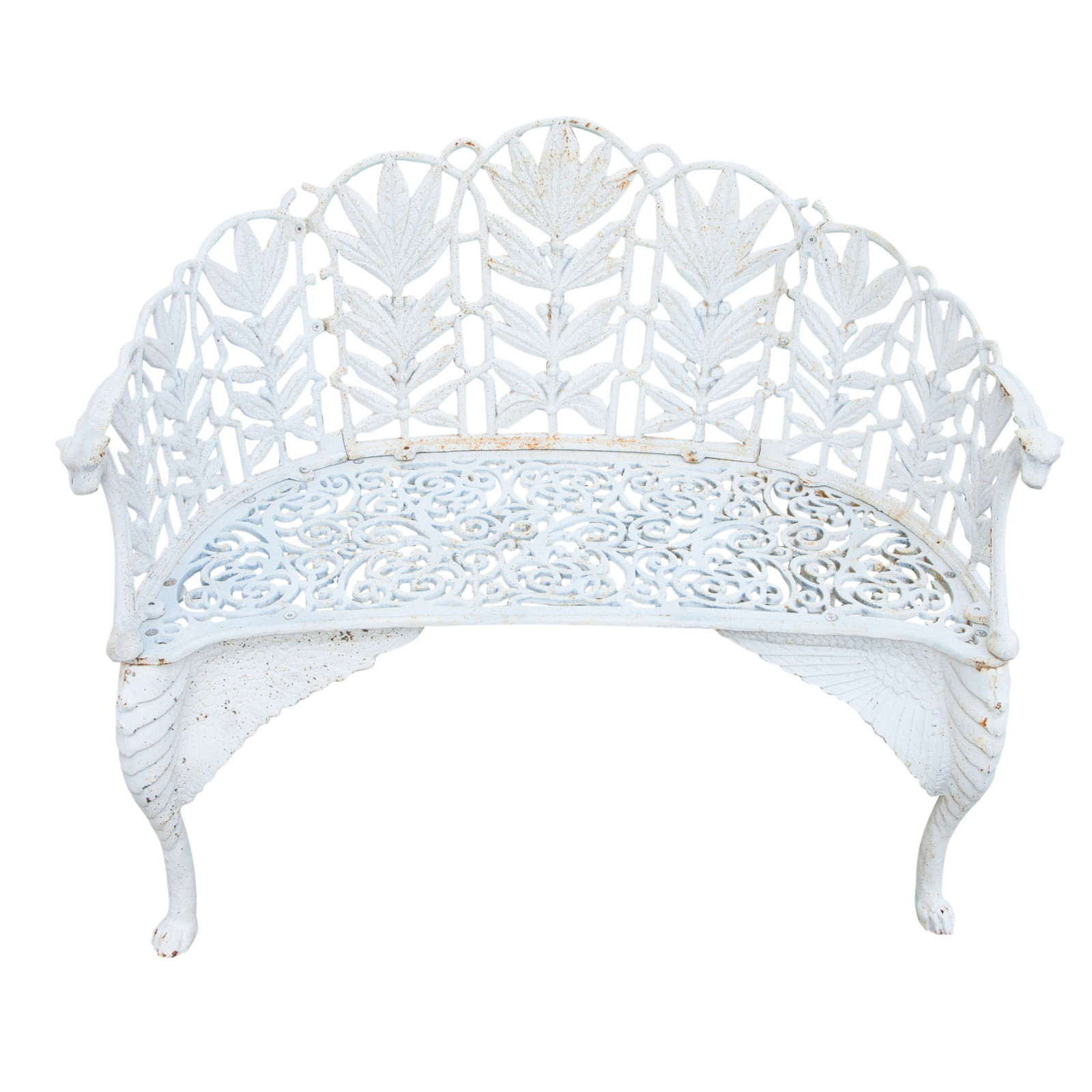 Panchina liberty in fusione di ghisa finitura bianca anticata L110xPR60xH90 cm Panchina liberty in fusione di ghisa finitura bianca anticata L110xPR60xH90 cm