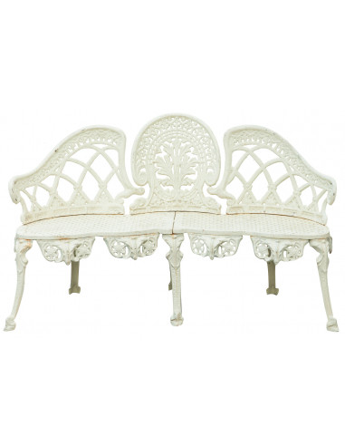 Panchina Liberty in ghisa finitura bianca anticata 130x50x82 cm Panchina Liberty in ghisa finitura bianca anticata 130x50x82 cm