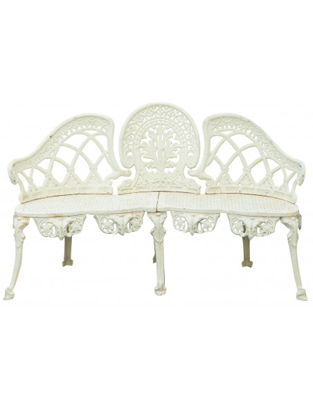 Panchina Liberty in ghisa finitura bianca anticata 130x50x82 cm