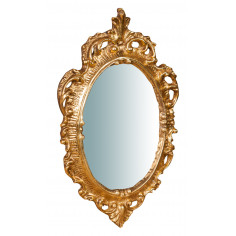 Specchiera da parete in legno finitura foglia oro anticato made in italy L19XPR2XH30 cm