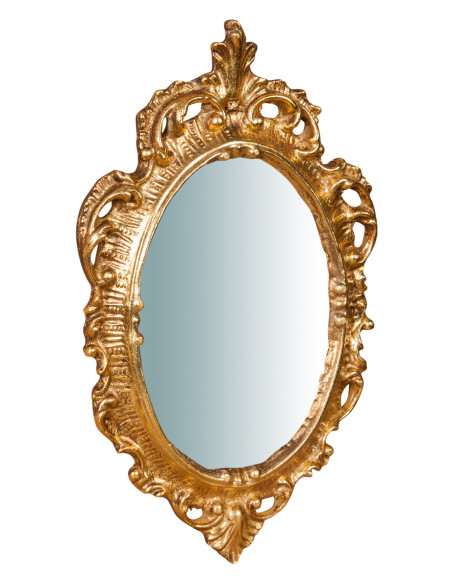 Specchiera da parete in legno finitura foglia oro anticato made in italy L19XPR2XH30 cm