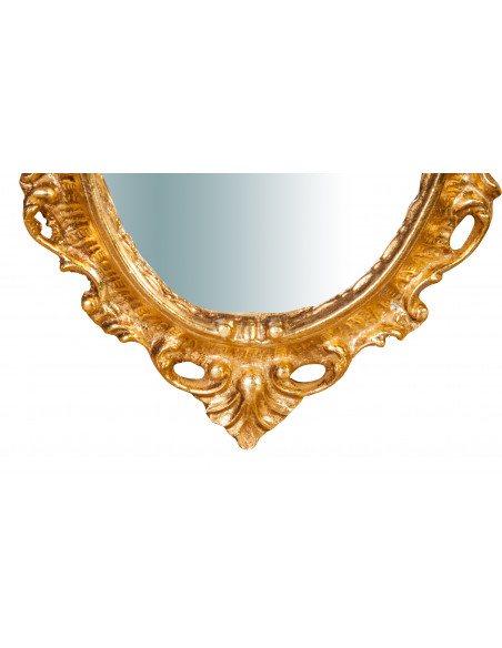 Specchiera da parete in legno finitura foglia oro anticato made in italy L19XPR2XH30 cm
