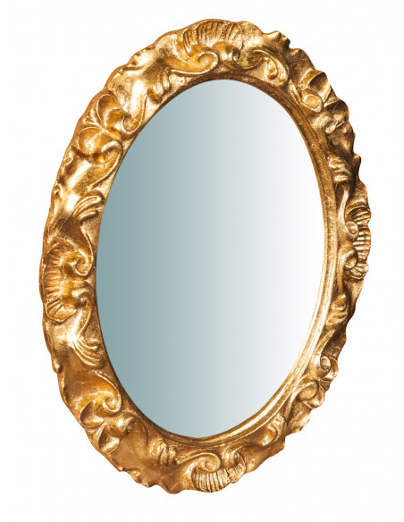 Specchiera da parete in legno finitura foglia oro anticato made in italy L28XPR2XH34 cm