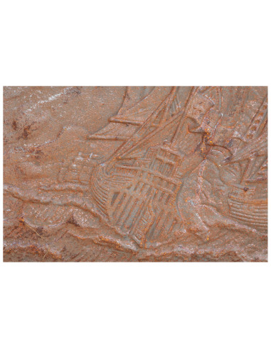 Piastra da camino in fusione di ghisa L102xPR2xH75 cm ruggine al naturale Piastra da camino in fusione di ghisa L102xPR2xH75 cm ruggine al naturale