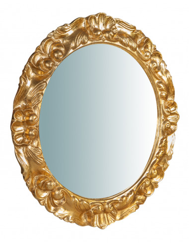 Specchiera da parete in legno finitura foglia oro anticato made in italy L54XPR4,5XH54 cm
