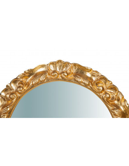 Specchiera da parete in legno finitura foglia oro anticato made in italy L54XPR4,5XH54 cm