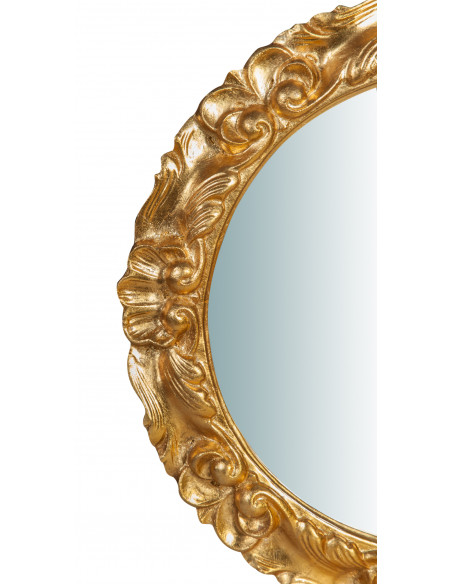Specchiera da parete in legno finitura foglia oro anticato made in italy L54XPR4,5XH54 cm